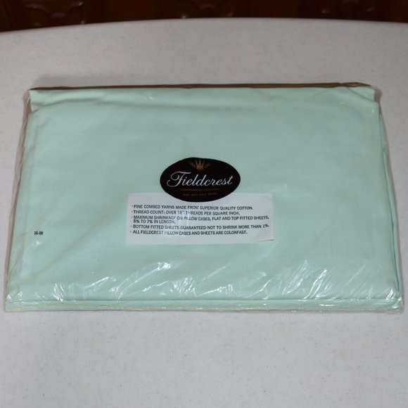 Vtg NOS Fieldcrest Duracale All Cotton Percale Green Twin Flat Sheet 72 x 108 - Picture 2 of 5